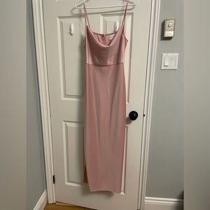 Cali Satin Charmeuse Midi Dress in dusty rose